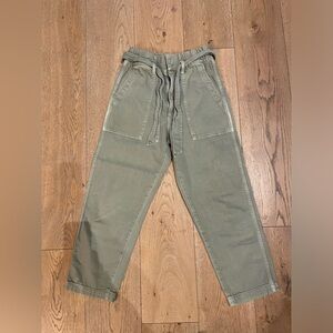 AMO mint green cargo pants with tie front belt